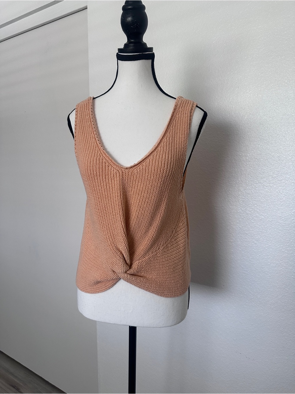 Shyanne Peach Twist-Front Knit Tank